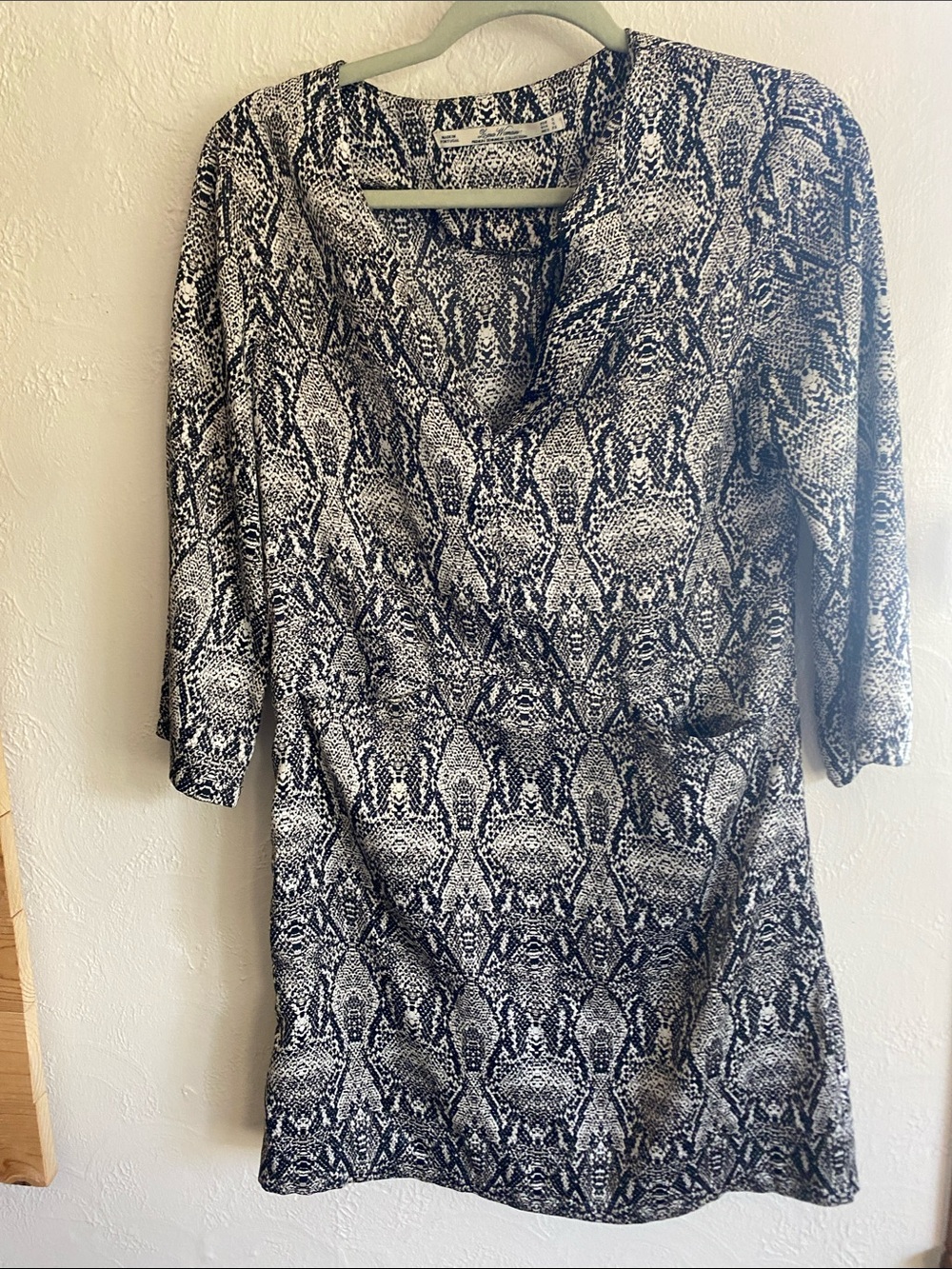 Zara Black & White Snake-Print Midi Dress